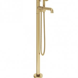 MPRO Industrial Bath Shower Mixer Floor Standing Unlacquered Brushed Brass (PRI416FUB)