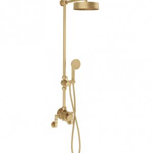 MPRO Industrial Exposed Multi-function Shower With Handset Slider Unlacquered Brushed Brass (PRI_SLIDERUB)