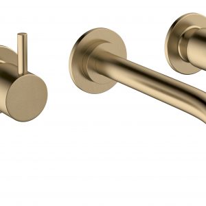 MPRO Basin 3 Hole Set Wall Mounted Brushed Brass (PRO130WNF+)