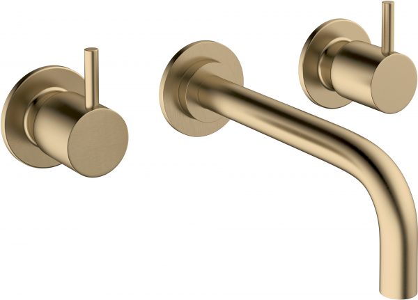 MPRO Basin 3 Hole Set Wall Mounted Brushed Brass (PRO130WNF+)