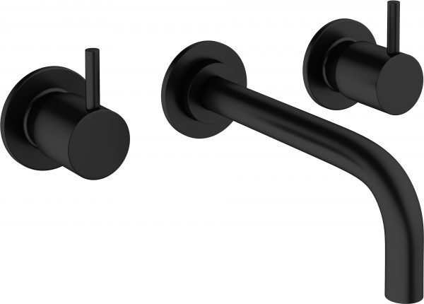 MPRO Basin 3 Hole Set Wall Mounted Matt Black (PRO130WNM+)