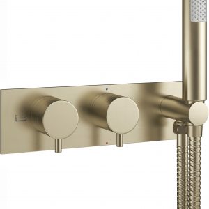MPRO 2 Handle Trimset with Handset & Hose (must be paired with WLBP25X31R+) Brushed Brass (PRO1701LBPF)