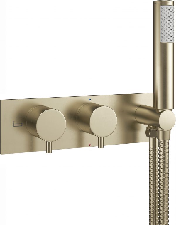 MPRO 2 Handle Trimset with Handset & Hose (must be paired with WLBP25X31R+) Brushed Brass (PRO1701LBPF)