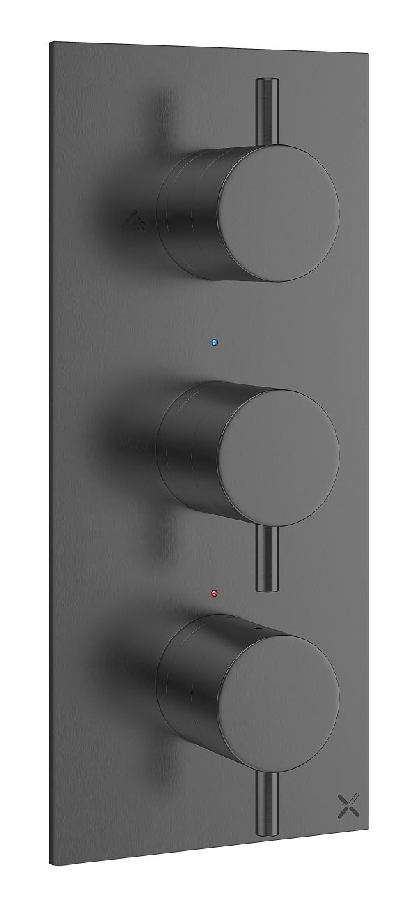 MPRO 3 Handle Shower Bath Handset Etched Trimset Portrait Slate (PRO3000LBPT)