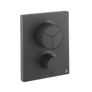 Crossbox Push MPRO 3 Outlet Trim & Levers Matt Black (PROCBPUSH2500LBPM)