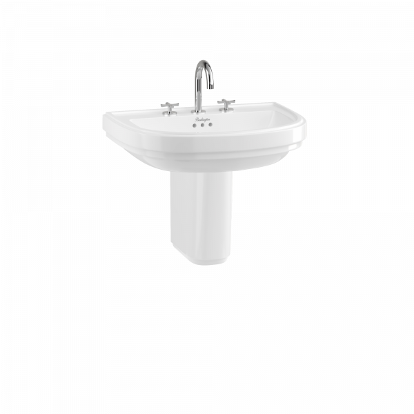 Riviera 65cm D shape Basin 3TH White (RIV4 3TH) - Image 2