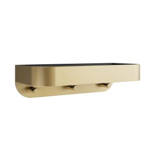 Shower Basket Wall Mounted Black Insert Brushed Brass (SB035BF)
