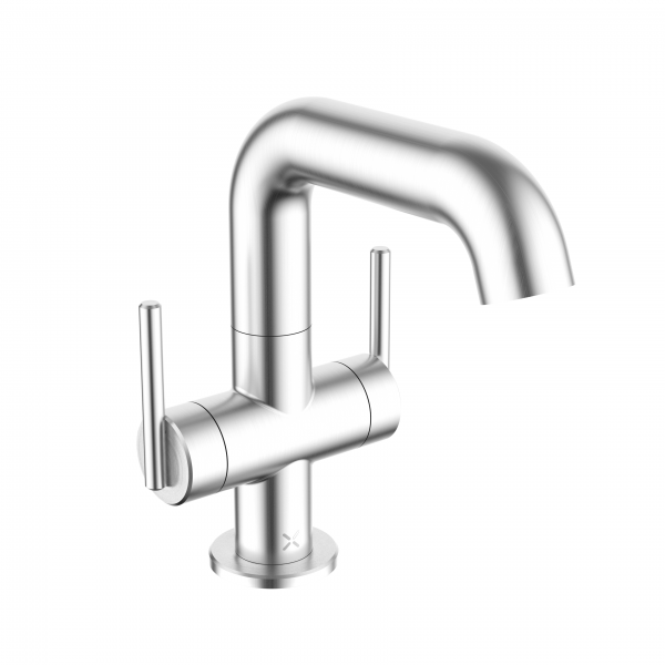 3ONE6 Lever Basin Side Deck Mixer 2 Handle Stainless (TL116DNS)