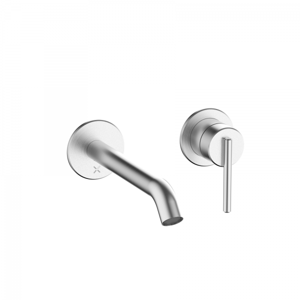3ONE6 Lever Basin 2 Hole Set Wall Mounted Stainless (TL120WNS)