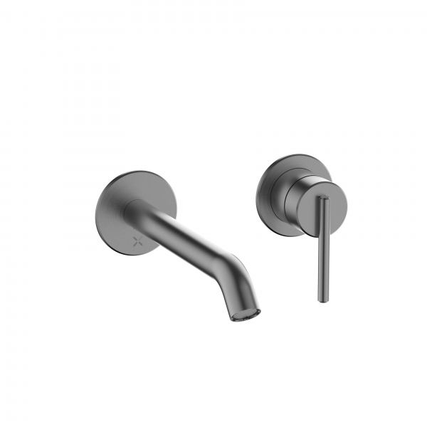 3ONE6 Lever Basin 2 Hole Set Wall Mounted Stainless Slate (TL120WNST)