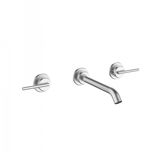3ONE6 Lever Basin 3 Hole Set Wall Mounted Stainless (TL130WNS)