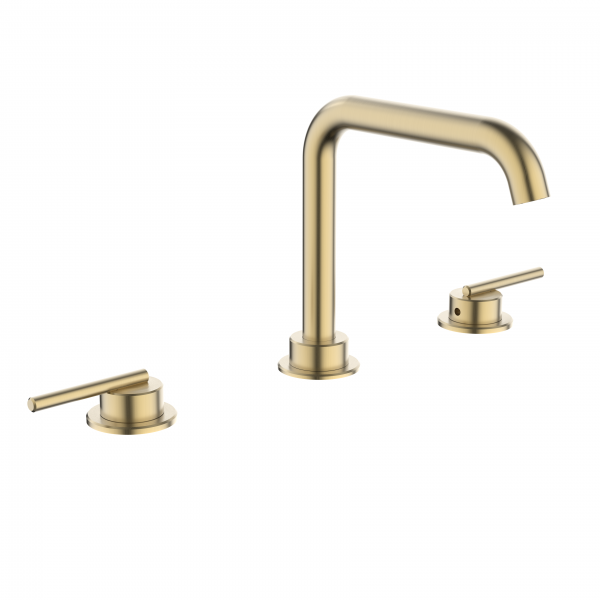 3ONE6 Lever Basin 3 Hole Set Deck Mounted Stainless Brushed Brass Effect (TL135DNSF)