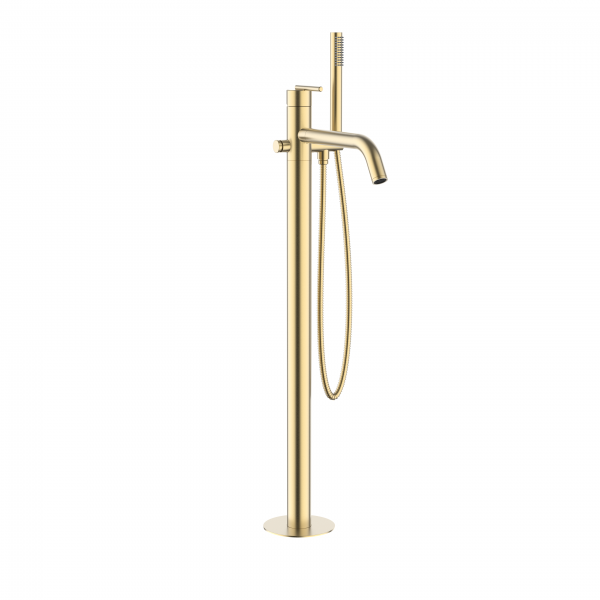3ONE6 Lever Bath Floor Standing Filler Stainless Brushed Brass Effect (TL416FSF)