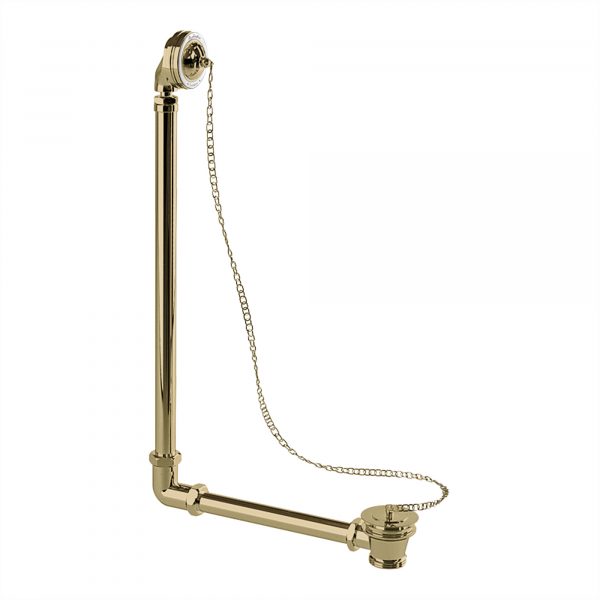 Exposed bath overflow, plug & chain -GOLD (W4 GOLD)